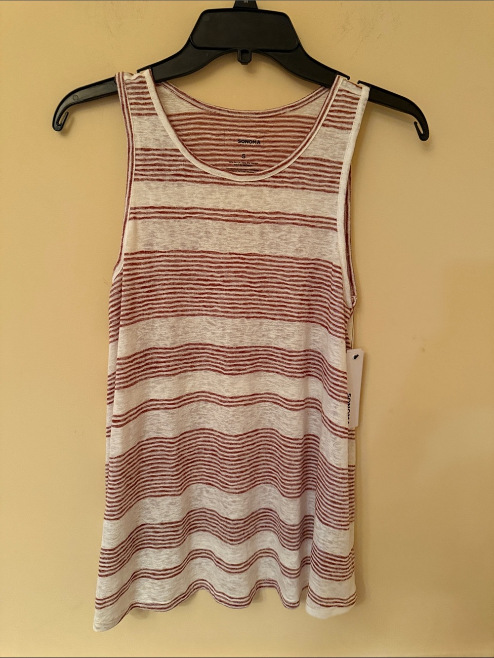 NWT Sonoma Cream and Rust-Stripe Sleeveless Tank Size Small